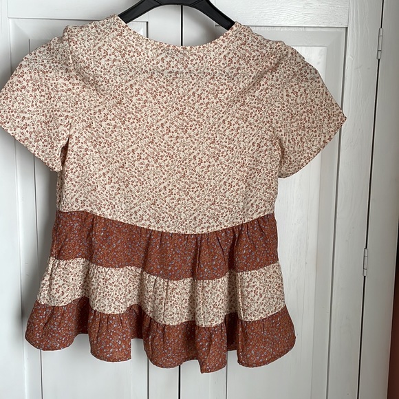 Paper Crane Cream and Rust Floral Tiered Top Size XS - Picture 6 of 6